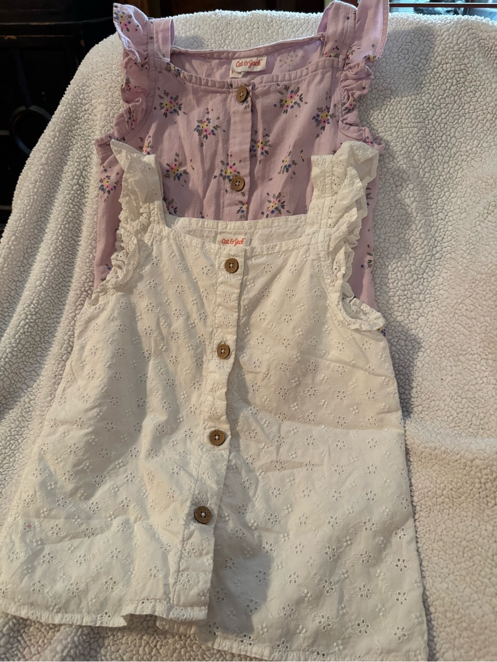 Cat & Jack White Eyelet Dress and Lavender Eyelet Dress Size 7 / 8 B19 Set of 2